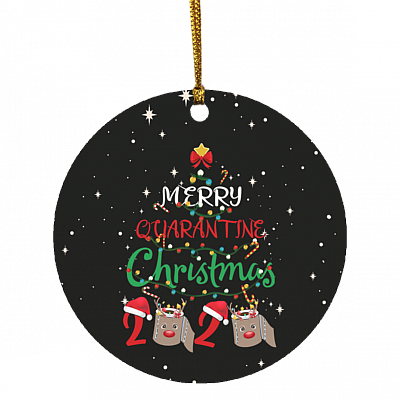 Merry Quarantine Christmas 2020 Holiday Circle Ornament Keepsake - Funny Pandemic Christmas Ornament, White, Circle Ornament