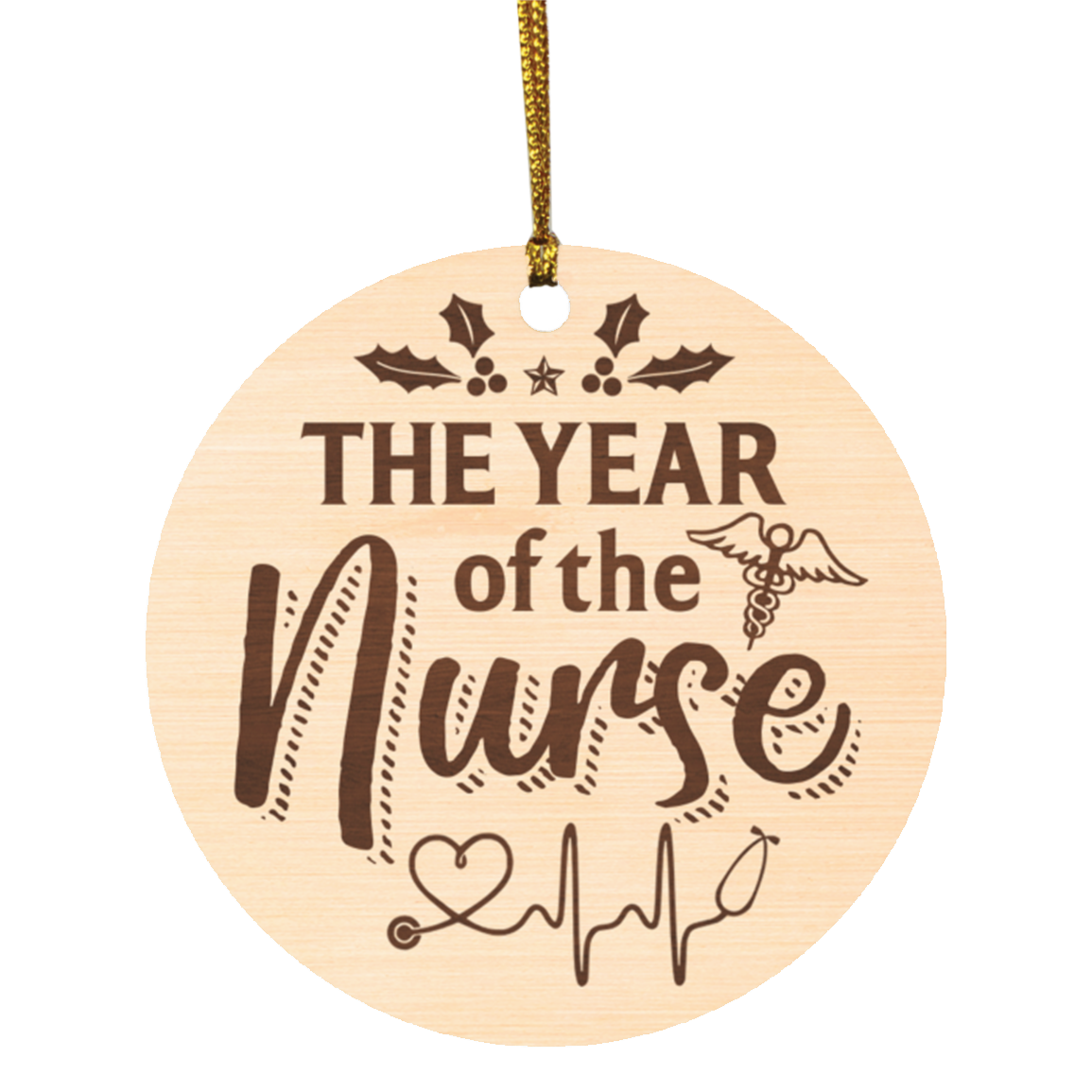 The Year Of The Nurse Heart Beat Christmas Ornament - Holiday Decorative Flat Circle Ornament, White, Circle Ornament The Year Of The Nurse Heart Beat Christmas Ornament - Holiday Decorative Flat Circle Ornament, White, Circle Ornament