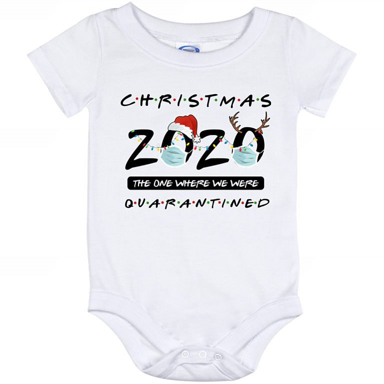 Christmas 2020 The One Where We were Quarantined Baby Onesie - Baby Infant Bodysuit, White, Baby Onesie - 12 Month