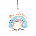 Personalized Born In Lockdown 2020 Rainbow Christmas Ornament Keepsake - Holiday Flat Circle Ornament, White, Circle Ornament