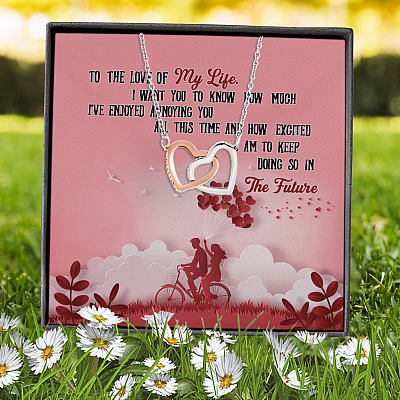 Alternative view of To The Love Of My Life Enjoy Annoying You And Excited Keep Doing Future Interlocking Hearts Pendant Necklace