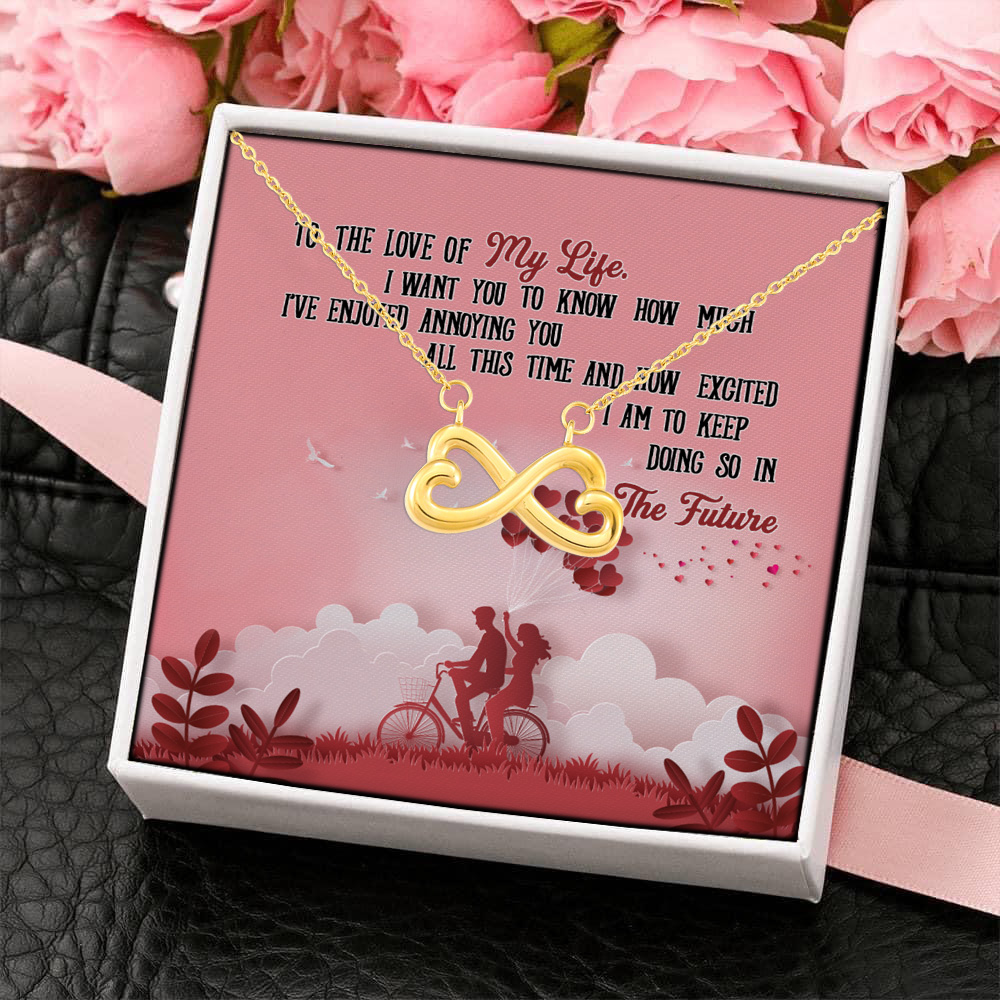 8HP_ To The Love Of My Life message card Infinity Heart Necklace (Gold) 4