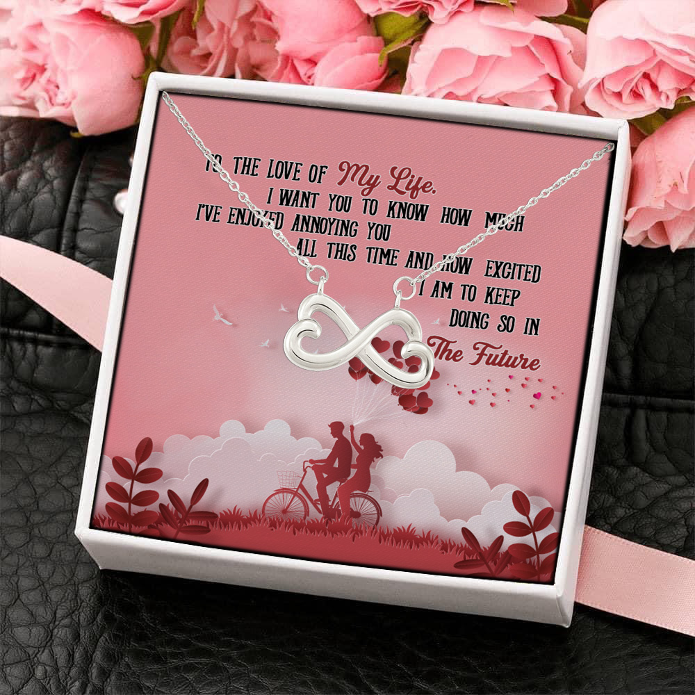 8HP_ To The Love Of My Life message card Infinity Heart Necklace (Silver) 4