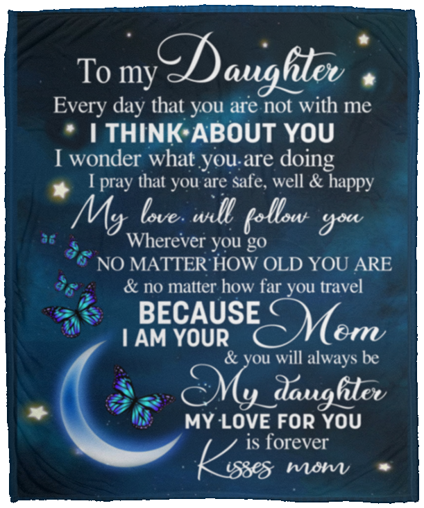 From Mom To My Daughter Everyday That You Are Not with Me Fleece Blanket - Mink Sherpa Blanket - Woven Blanket, White, Cozy Plush Fleece Blanket - 50x60 From Mom To My Daughter Everyday That You Are Not with Me Fleece Blanket - Mink Sherpa Blanket - Woven Blanket, White, Cozy Plush Fleece Blanket - 50x60