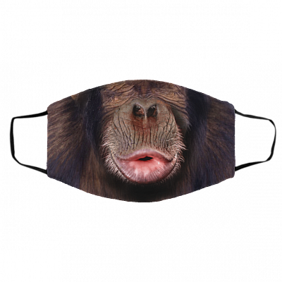 Chimp Mouth Happy Washable Reusable Custom Printed Cloth Face Mask Cover - Chimpanzee Face Mask, White, Cloth Face Cover – Medium/Large