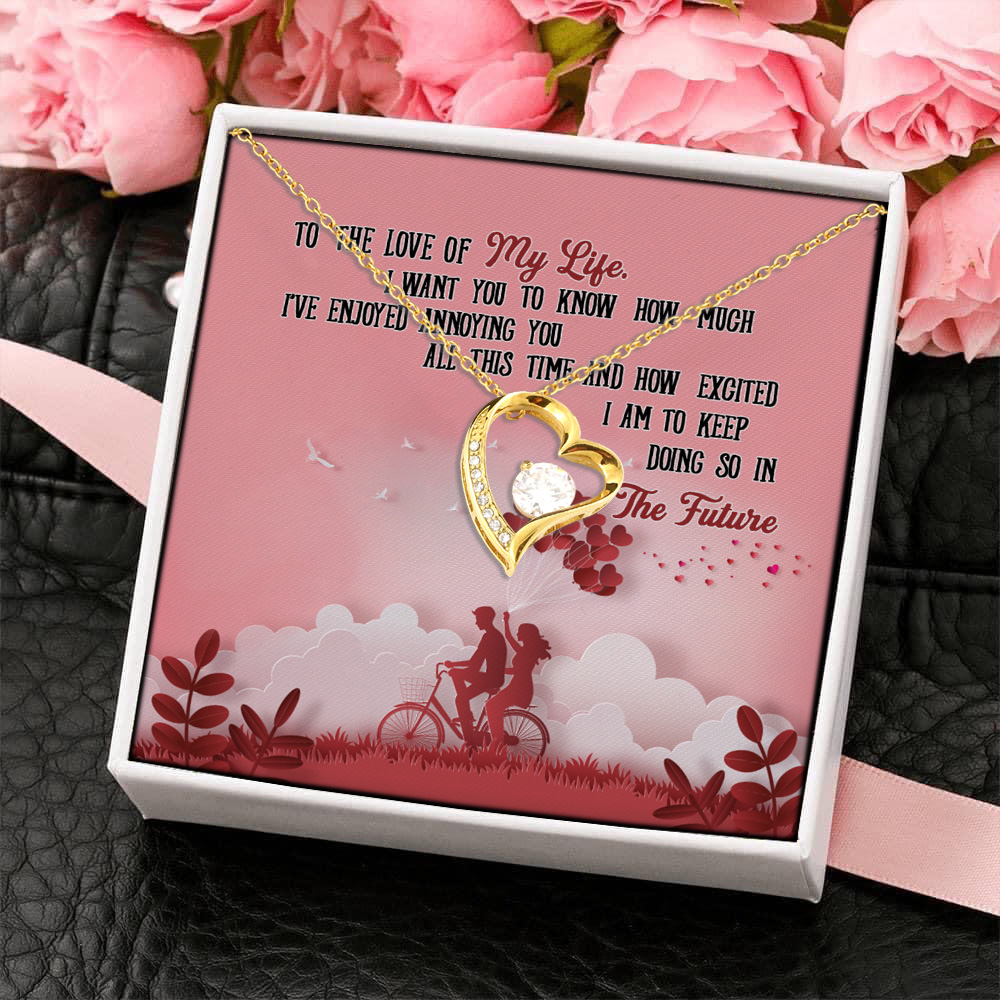 8HP_ To The Love Of My Life message card Forever Love Necklace (Gold) 4