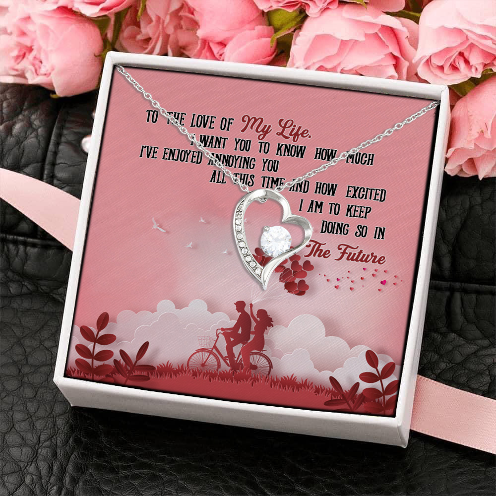 8HP_ To The Love Of My Life message card Forever Love Necklace (Silver) 4