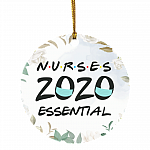 Nurses 2020 Essential Worker Christmas Ornament - Holiday Flat Circle Ornament, White, Circle Ornament