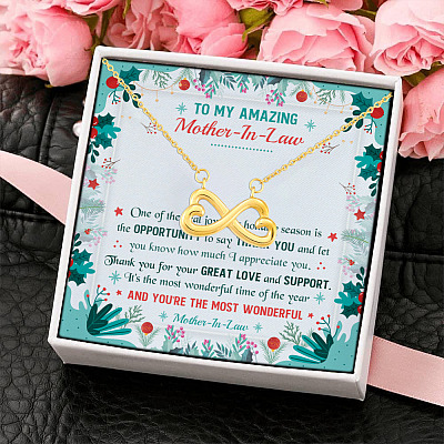 Thank You Gifts To My Amazing Mother-In-Law Infinity Heart Christmas Necklace