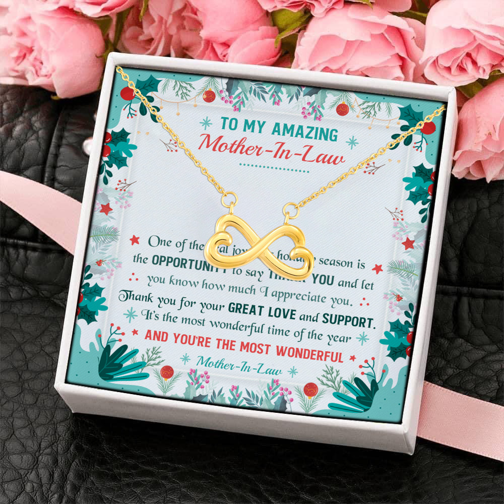 3LV. Amazing Mother In Law Infinity Heart Necklace (Gold) 4