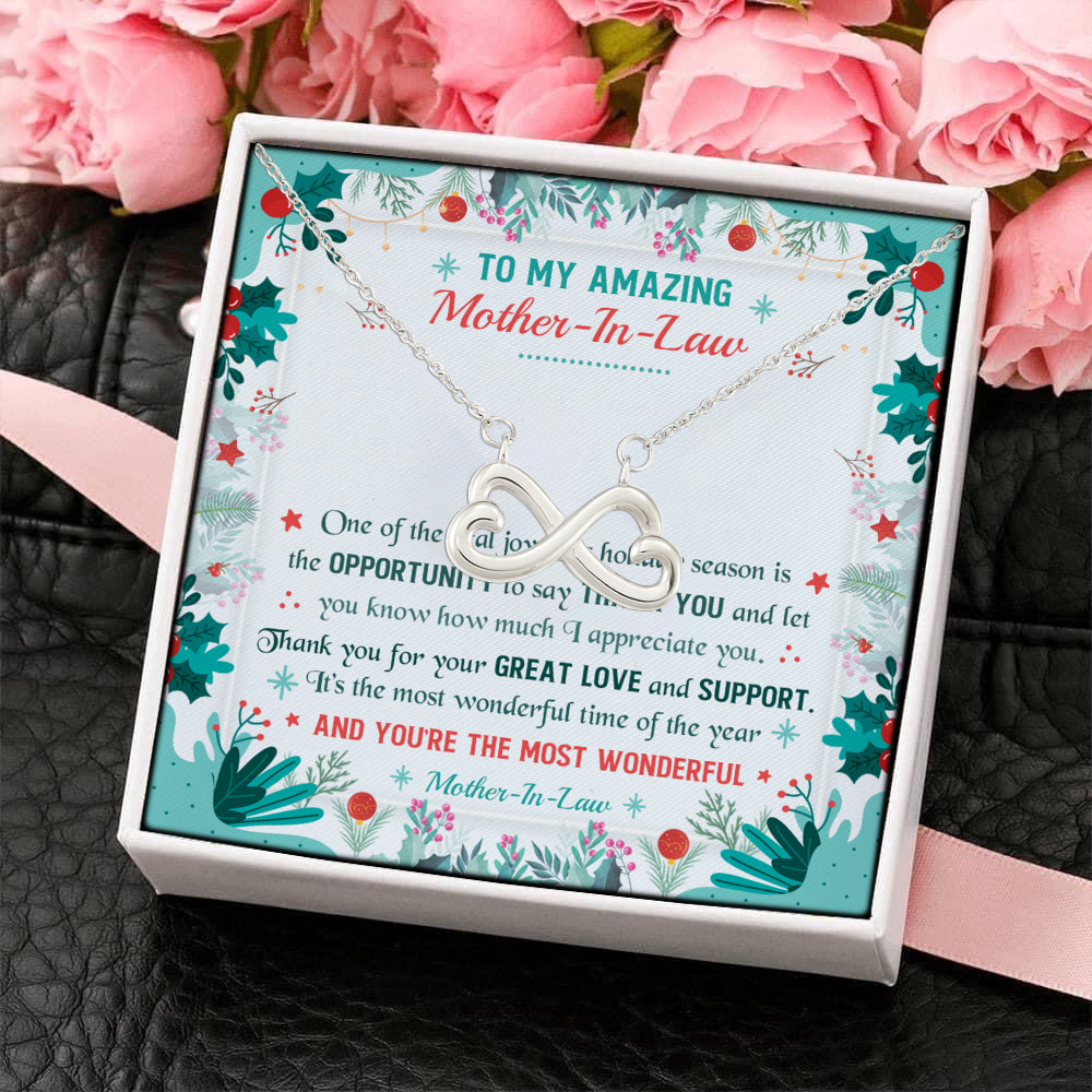 3LV. Amazing Mother In Law Infinity Heart Necklace (Silver) 4