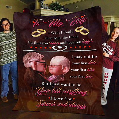 Alternative view of I Wish I Could Turn Back Time Romantic Gift for Wife Fleece Blanket - Sherpa Blanket – Woven Blanket