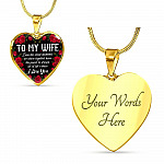 To My Wife Even The Silent Moments We Share Together I Love You Heart Pendant Necklace - Heart Luxury Necklace (Gold Plated)