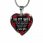 To My Wife Even The Silent Moments We Share Together I Love You Heart Pendant Necklace - Heart Luxury Necklace (Silver)