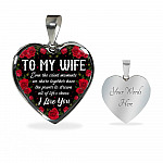 To My Wife Even The Silent Moments We Share Together I Love You Heart Pendant Necklace - Heart Luxury Necklace (Silver)