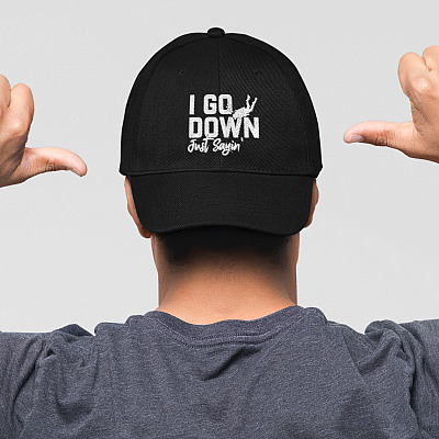 Alternative view of I Go Down Just Saying Twill Cap - Funny Scuba Diving High-Profile Snapback Hat - Gift For Scuba Diver