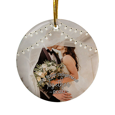 Personalized Photo Our First Christmas Together 2020 Circle Ornament - Custom Your Photo Love Wedding Gift - Anniversary Gift