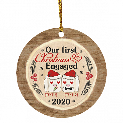 Our 1st Christmas Engage Personalized Ornament, White, Circle Ornament