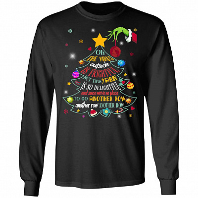 Oh The Virus Outside Is So Frightful Yarn Delightful Hoodie Shirt - Funny Another Row Yarn Singing T-Shirt, Black, Long Sleeve