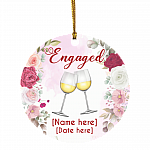 Personalized Engaged Christmas Ornament Keepsake - Flower Engagement Ornaments For Couple - Engagement Gift, White, Circle Ornament Personalized Engaged Christmas Ornament Keepsake - Flower Engagement Ornaments For Couple - Engagement Gift, White, Circle Ornament