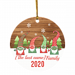 Personalized Gnomes Family Wearing Mask Funny Christmas Holiday Flat Circle Ornament Keepsake, White, Circle Ornament Personalized Gnomes Family Wearing Mask Funny Christmas Holiday Flat Circle Ornament Keepsake, White, Circle Ornament