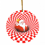 Optical Illusion 3d Santa Claus Christmas Ornament - Holiday Decorative Flat Circle Ornament, White, Circle Ornament Optical Illusion 3d Santa Claus Christmas Ornament - Holiday Decorative Flat Circle Ornament, White, Circle Ornament