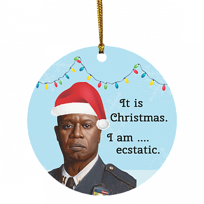 It Is Christmas I Am Ecstatic Decorative Christmas Ornament Keepsake - Holiday Flat Circle Ornament, White, Circle Ornament