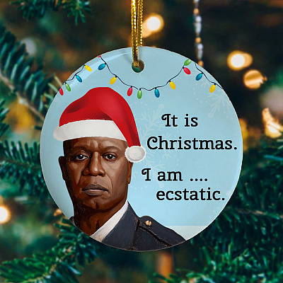 Alternative view of It Is Christmas I Am Ecstatic Decorative Christmas Ornament Keepsake - Holiday Flat Circle Ornament