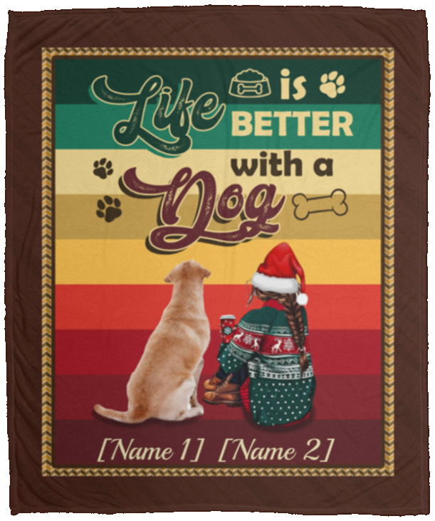 Personalized Life Is Better with a Dog Labrador Christmas Fleece Blanket- Mink Sherpa Blanket - Woven Blanket, White, Cozy Plush Fleece Blanket - 50x60 Personalized Life Is Better with a Dog Labrador Christmas Fleece Blanket- Mink Sherpa Blanket - Woven Blanket, White, Cozy Plush Fleece Blanket - 50x60