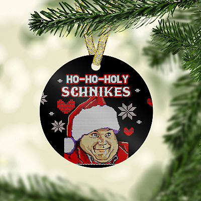 Alternative view of Ho Ho Holy Schnikes Decorative Christmas Ornament - Chris Farley Christmas Ornament - Ugly Christmas Ornament