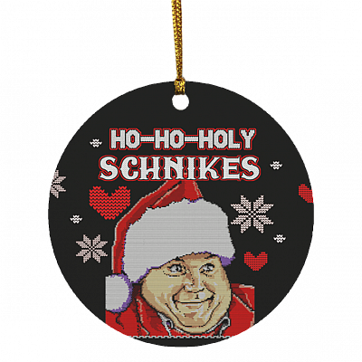 Ho Ho Holy Schnikes Decorative Christmas Ornament - Chris Farley Christmas Ornament - Ugly Christmas Ornament, White, Circle Ornament