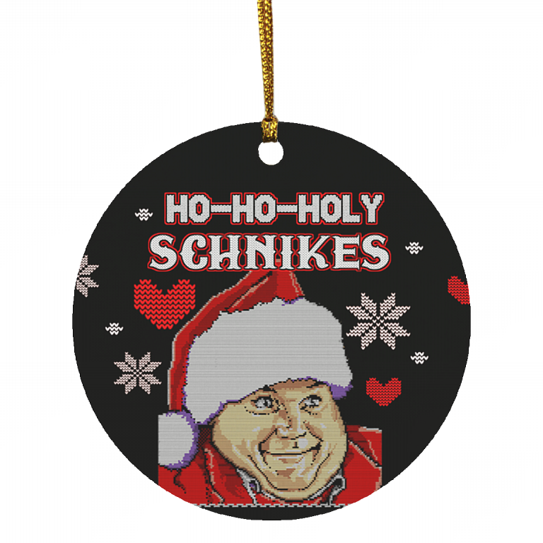 Ho Ho Holy Schnikes Decorative Christmas Ornament - Chris Farley Christmas Ornament - Ugly Christmas Ornament, White, Circle Ornament