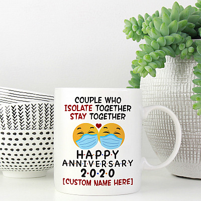 Alternative view of Personalized Quarantined Together Stay Together Ceramic Coffee Mug - Beer Stein - Water Bottle