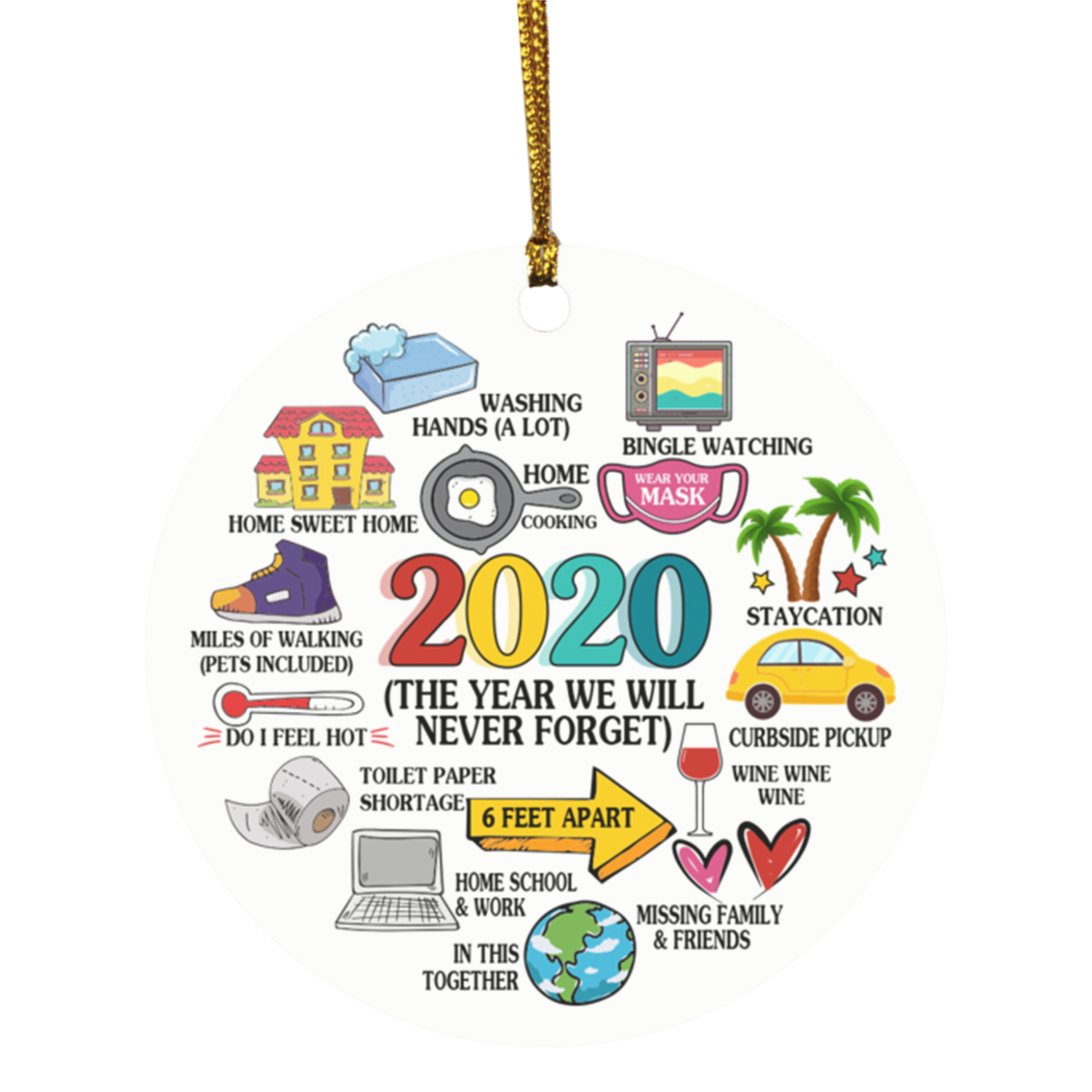 Pandemic Christmas 2020 The Year We Will Never Forget Memorial Circle Ornament - Quarantine Christmas Ornament, White, Circle Ornament Pandemic Christmas 2020 The Year We Will Never Forget Memorial Circle Ornament - Quarantine Christmas Ornament, White, Circle Ornament