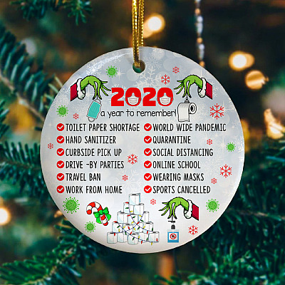 Alternative view of 2020 A Year To Remember Green Character Quarantine Christmas Ornament Keepsake - Pandemic Christmas Ornament