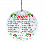 2020 A Year To Remember Green Character Quarantine Christmas Ornament Keepsake - Pandemic Christmas Ornament, White, Circle Ornament