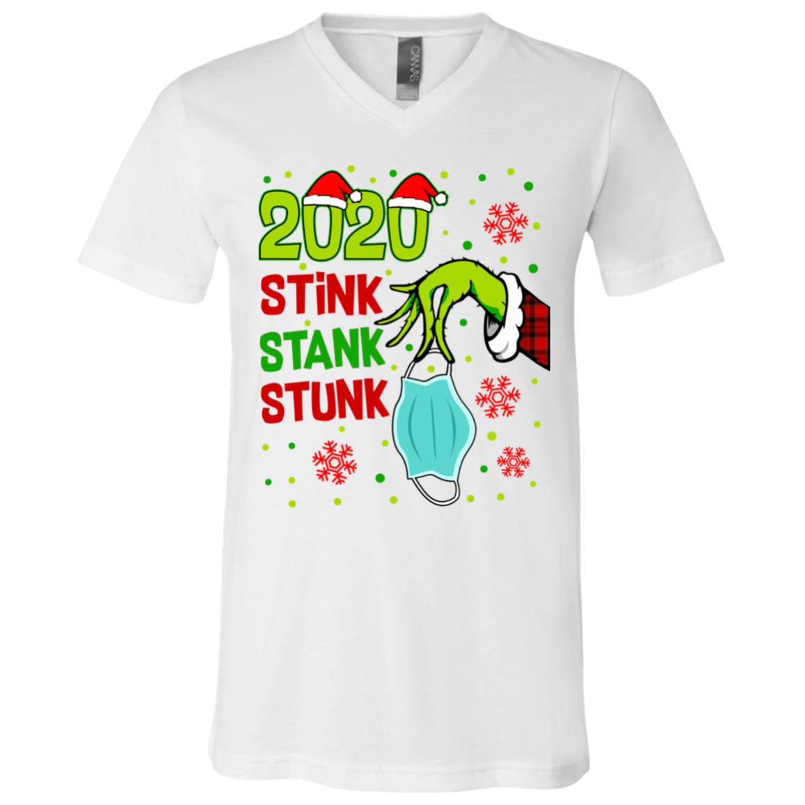 2020 Stink Stank Stunk Christmas T-Shirt - V-Neck Shirt, White, V-Neck T-Shirt
