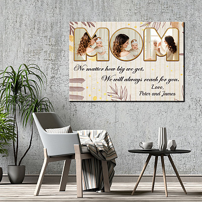 Alternative view of Personalized Photo Mom Gift We Will Always Reach For You Framed Canvas - Unfarmed Poster