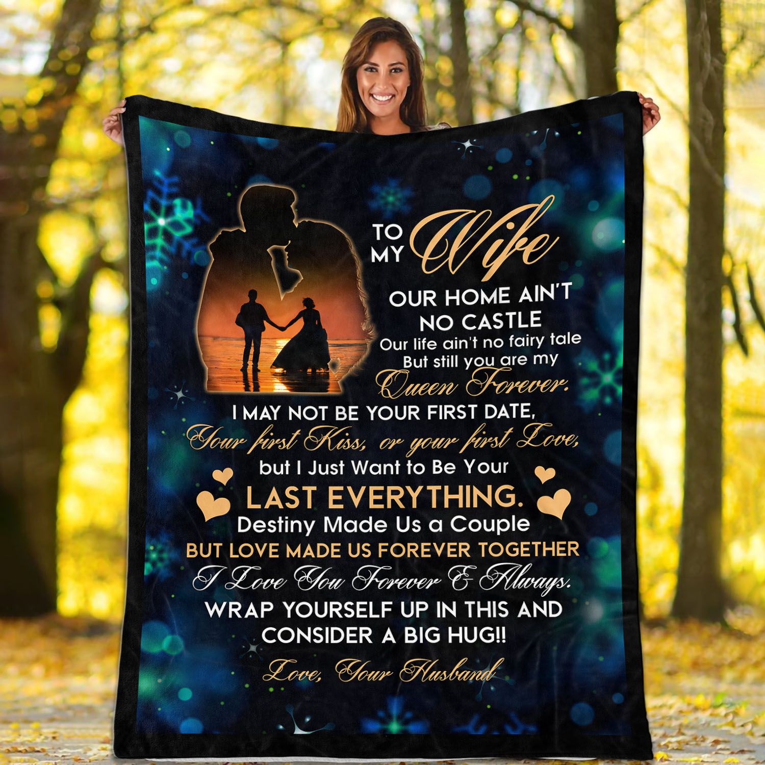 7vt. to my wife no castle snowflake blanket mockup2