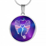 Nursing Stethoscope Wing Circle Pendant Necklace - Circle Luxury Necklace (Silver)