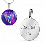 Nursing Stethoscope Wing Circle Pendant Necklace - Circle Luxury Necklace (Silver)
