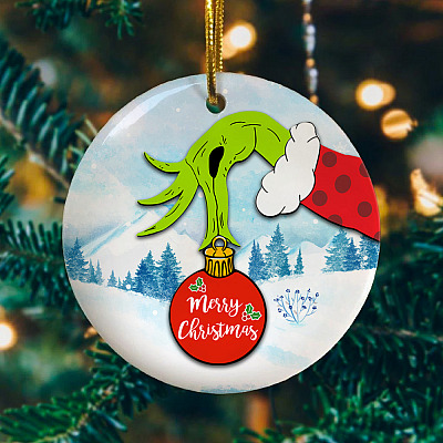 Alternative view of Merry Christmas Decorative Christmas Ornament - Green Character Christmas Ornament - Funny Xmas Holiday Gifts