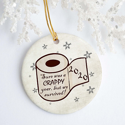 2020 Quarantine Christmas Ornament - 2020 A Crappy Year But We Survived Holiday Pandemic Decoration Gift