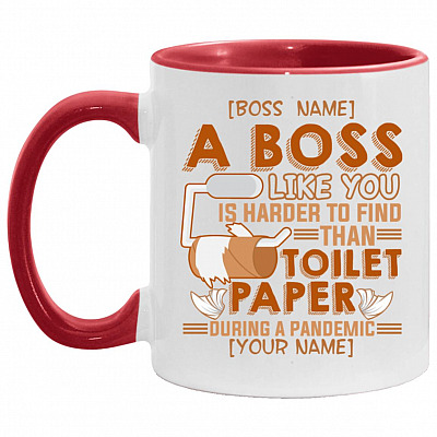 Personalized a Boss Like You, White/Red, 11 oz. Accent Mug