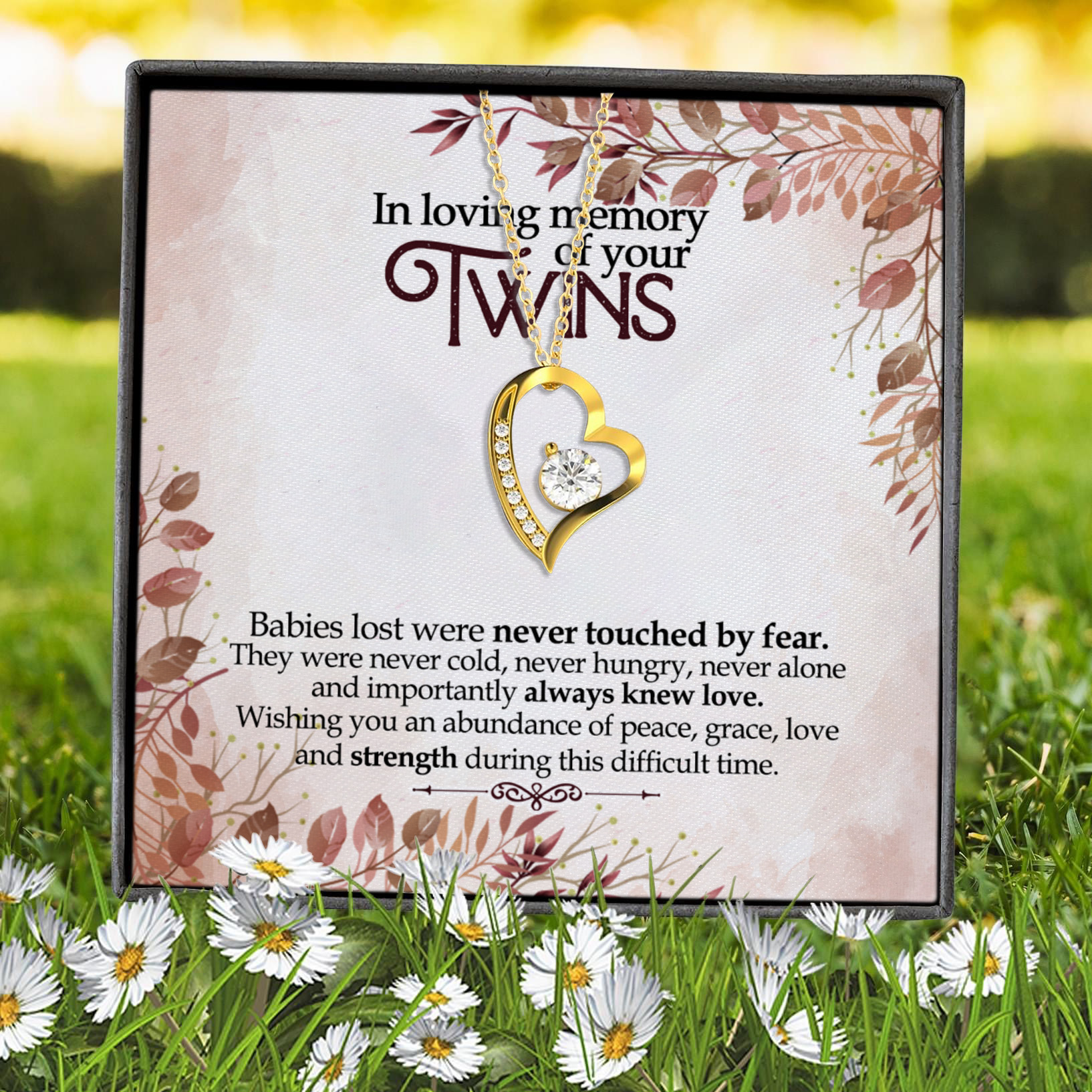 9VT. Loving Memory Of Twins Miscarriage Forever Love Necklace (Gold) 7