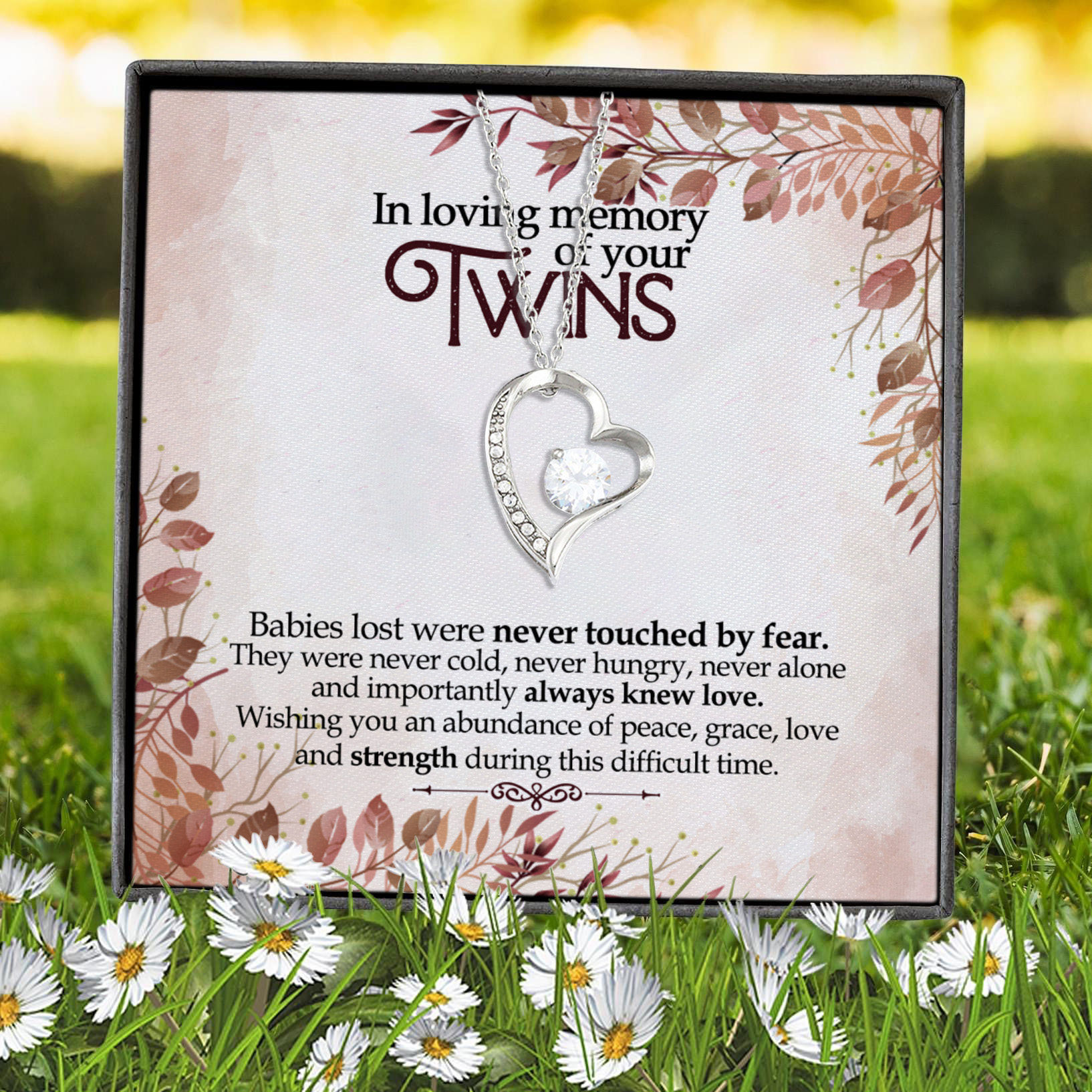 9VT. Loving Memory Of Twins Miscarriage Forever Love Necklace (Silver) 7