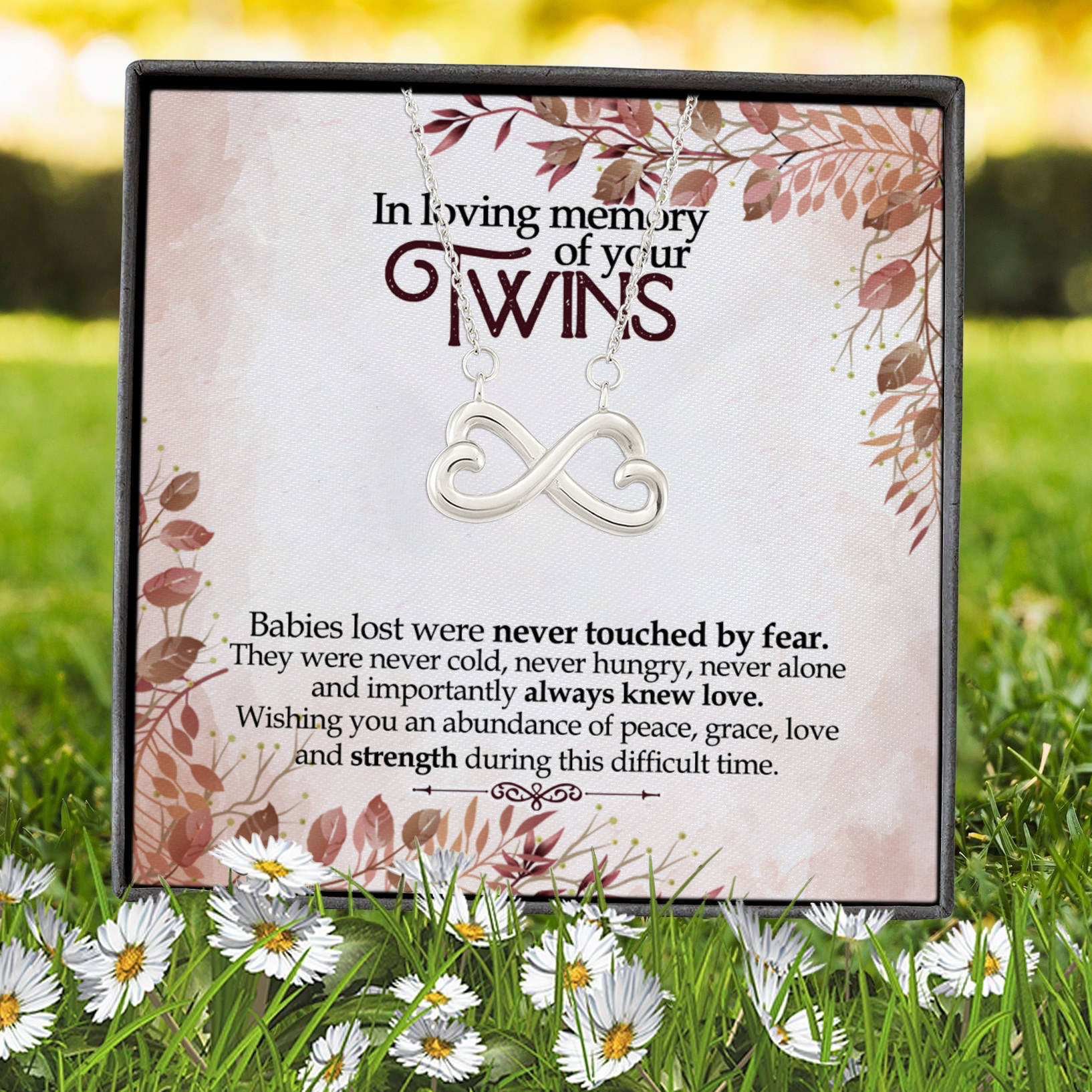 9VT. Loving Memory Of Twins Miscarriage Infinity Heart Necklace (Silver) 7