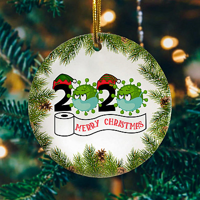 Merry Quarantine Christmas 2020 Co-Vid19 Global Pandemic Christmas Ornament Keepsake
