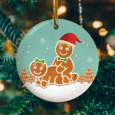 Funny Naughty Dirty Gingerbread Christmas Ornament Keepsake - Holiday Flat Circle Ornament Gifts