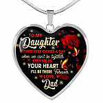 Dad To My Daughter If There Ever Comes A Day When We Can't Be Together Keep Me In Heart Pendant Necklace - Heart Luxury Necklace (Silver)